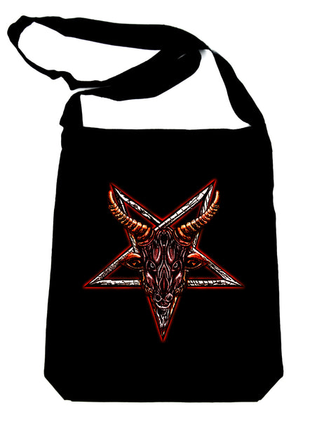 Sigil of Baphomet Sabbatic Goat Head Crossbody Sling Bag Occult Metal