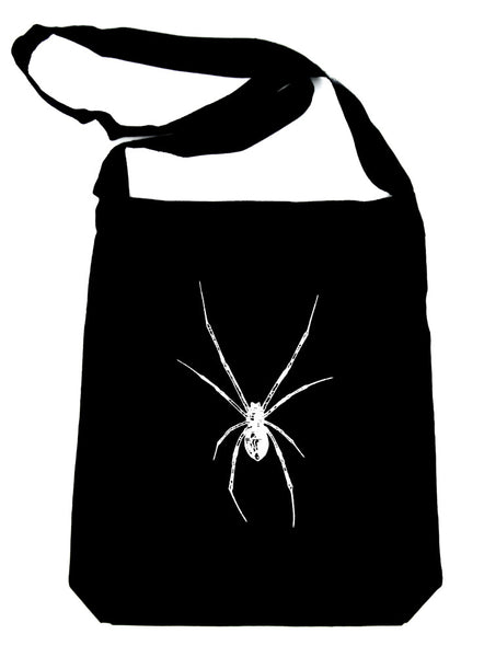 Black Widow Spider on Black Sling Bag Horror Book Bag