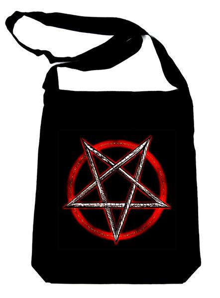 Inverted Pentagram on Black Sling Bag Occult Ritual Book Bag
