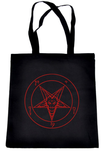 Red Sabbatic Baphomet Tote Book Bag Satan Inverted Pentagram
