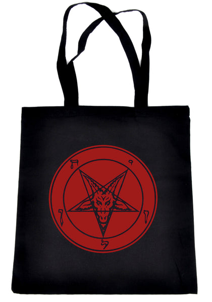 Solid Red Sabbatic Baphomet Tote Book Bag Satan Inverted Pentagram