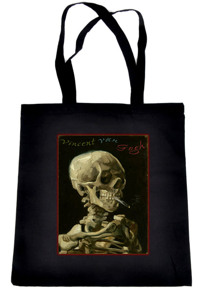 Skeleton Smoking Tote Book Bag Vincent Van Gogh Art