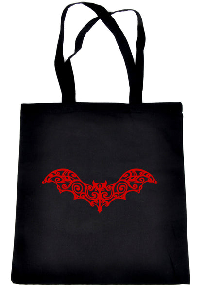 Gothic Wrought Iron Vampire Red Bat Black Tote Book Bag Elegant Handbag