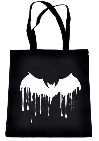 Melting Drip Vampire Bat Tote Book Bag Gothic Handbag