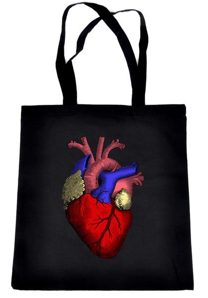 Anatomical Human Heart Tote Book Bag Medical Oddities Handbag
