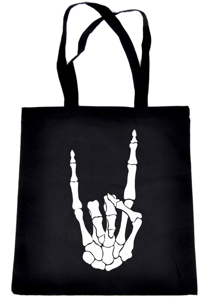 Skeleton Hand Horns Up Metal Tote Book Bag Handbag Alternative