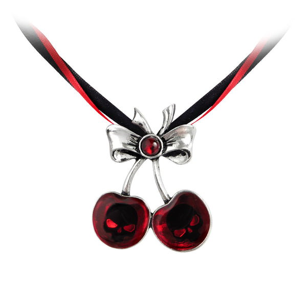 Alchemy Gothic Black & Red Cherry Pendant Necklace