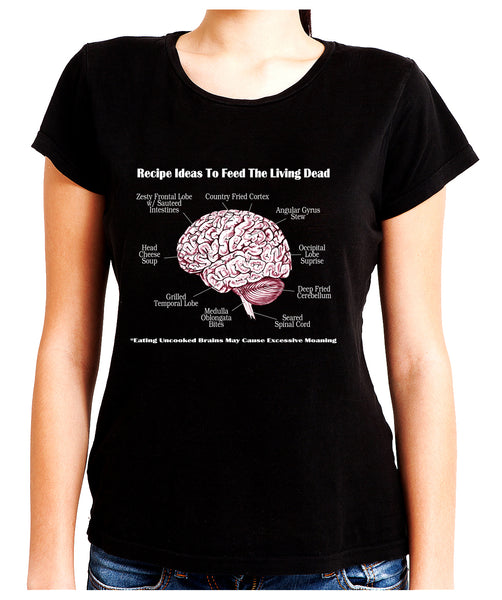 Brain Recipes Ideas for Zombies Women's Babydoll Shirt Top Living Dead
