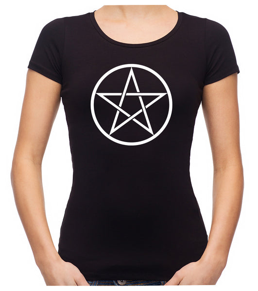 White Woven Pentacle Women's Babydoll Shirt Top Witchy Clothing