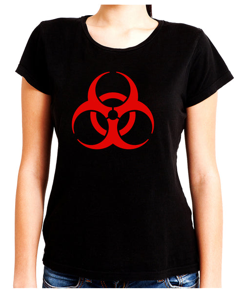 Red Bio-Hazard Radiation Women's Babydoll Shirt Top Cyber Goth Clothing