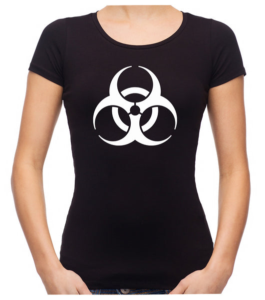 White Bio-Hazard Radiation Women's Babydoll Shirt Top Cyber Goth Clothing