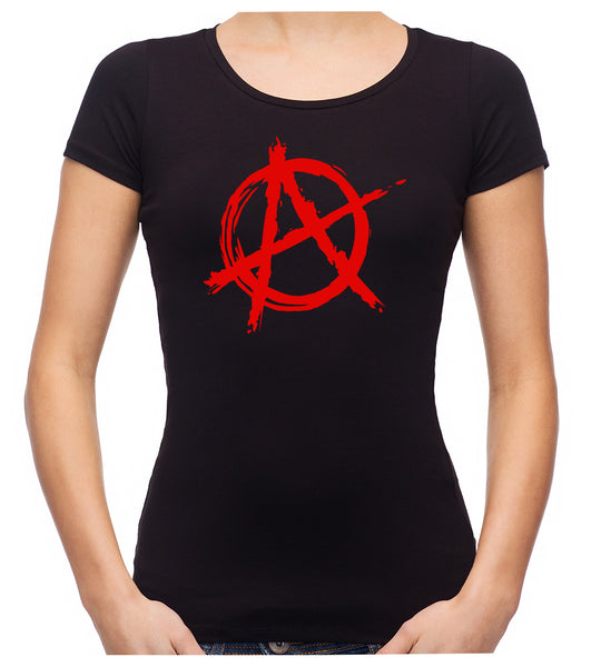 Red Anarchy Punk Rock Women's Babydoll Shirt Top Gothic Clothing