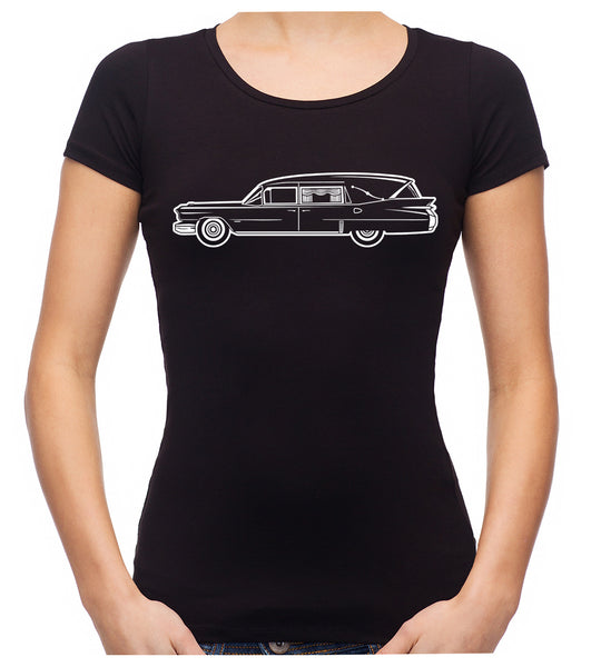 Hearse Funeral Car Women's Babydoll Shirt Top Occult Clothing