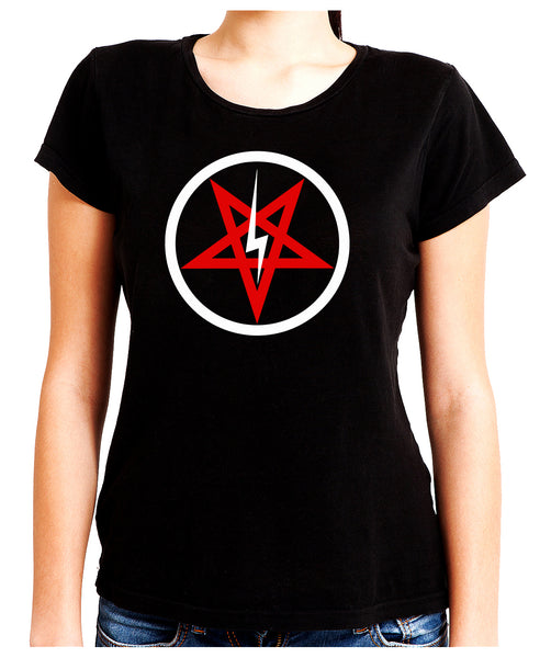 Inverted Pentagram Lightning Bolt Women's Babydoll Shirt Top Occult Clothing