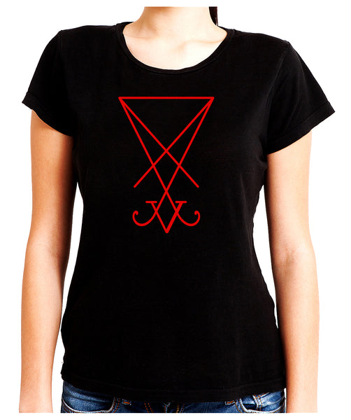 Red Sigil Of Lucifer Women's Babydoll Shirt Top Occult Clothing