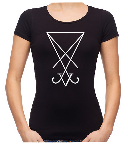 White Sigil Of Lucifer Women's Babydoll Shirt Top Occult Clothing