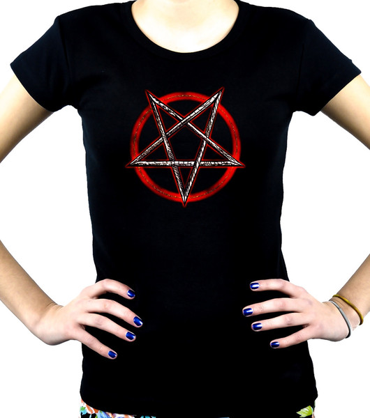 Inverted Pentagram Women's Babydoll Shirt Occult Metal Clothing