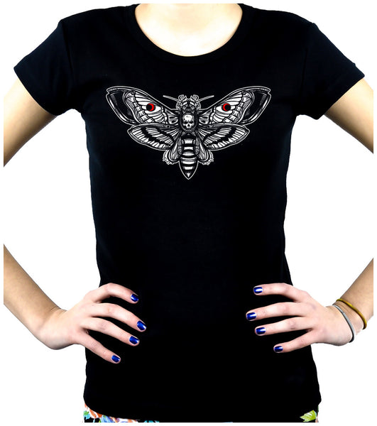 Moth with Death Skull Women's Babydoll Shirt Dark Gothic Alternative Clothing