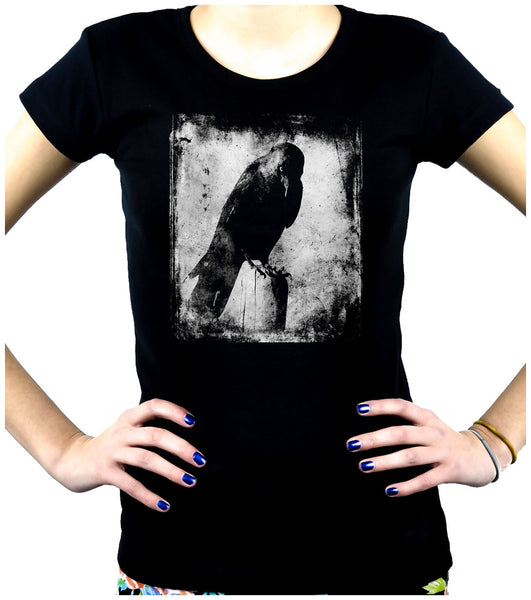 Black Raven with Evil Eye Women's Babydoll Shirt Dark Alternative Clothing The Crow