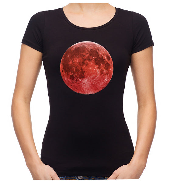 Blood Red Full Moon Women's Babydoll Shirt Top Lunar Eclipse