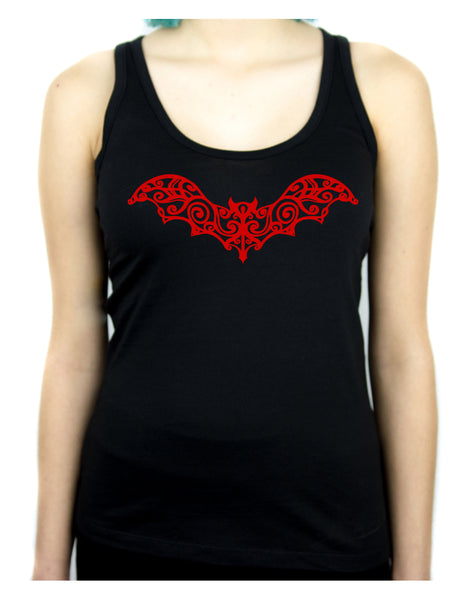 Wrought Iron Red Vampire Bat Women's Racer Back Tank Top Shirt