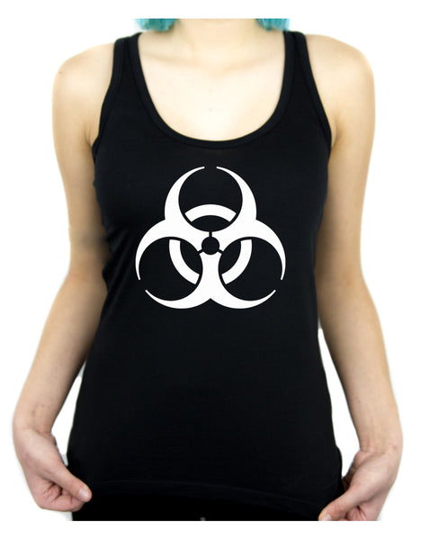 White Bio-Hazard Radiation Racer Back Tank Top Shirt Cyber Goth Clothing