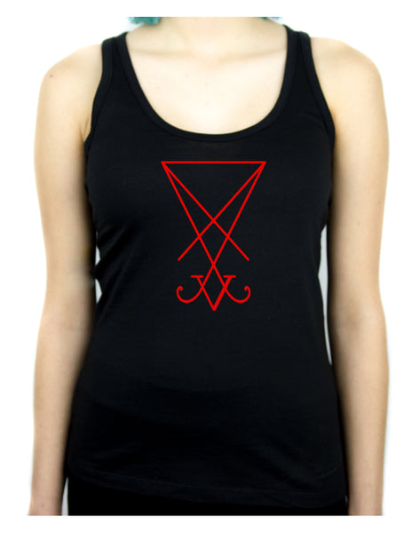 Red Sigil Of Lucifer Racer Back Tank Top Shirt Occult