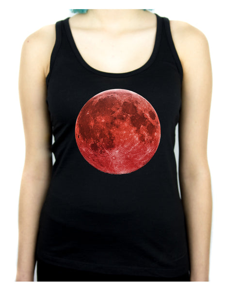 Blood Red Full Moon Women's Racer Back Tank Top Shirt Lunar Eclipse