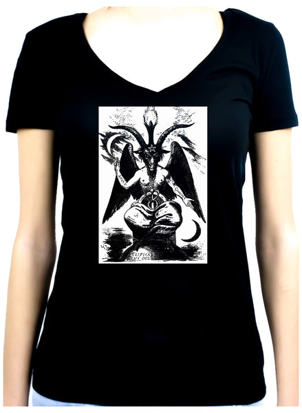 Original Baphomet By Eliphas Levi Women's V-Neck Shirt Occult