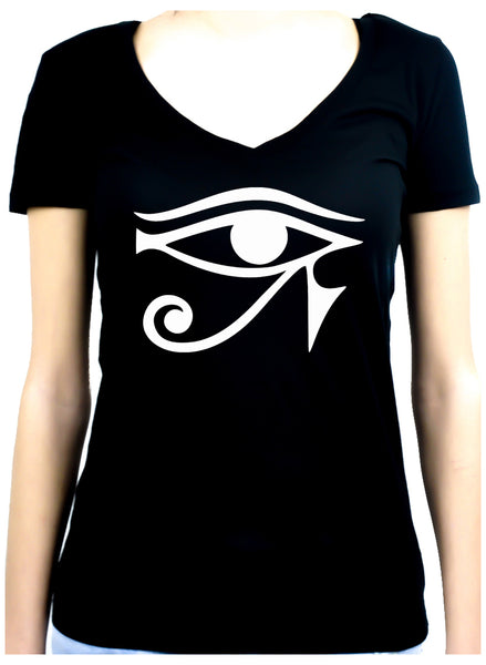 Egyptian Eye of Ra Horus Women's V-Neck Shirt Ancient Egypt Sun God