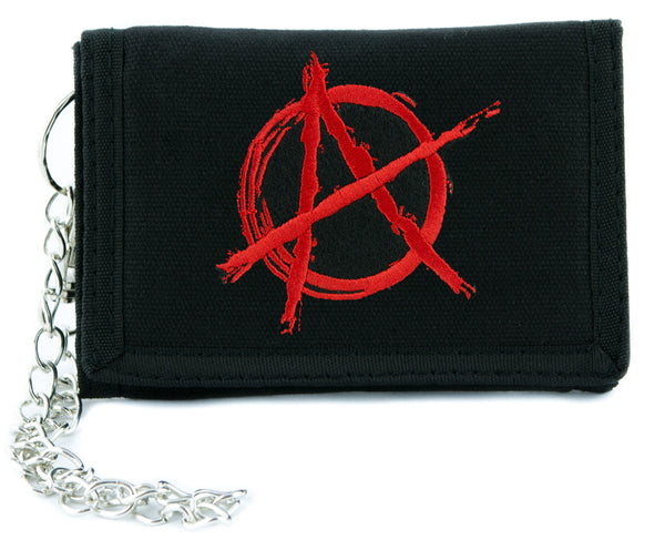 Red Anarchy Sign Tri-fold Wallet Alternative Clothing Punk Rock