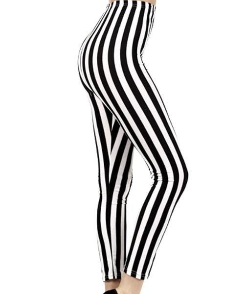 Beetlejuice Black & White Stripe Punk Leggings