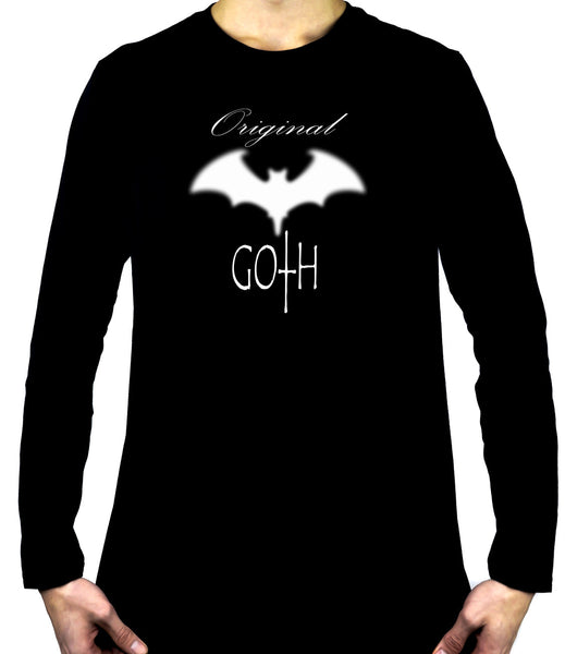 Original Goth w/ Blurred Bat Men's Long Sleeve T-Shirt Gothic Clothing