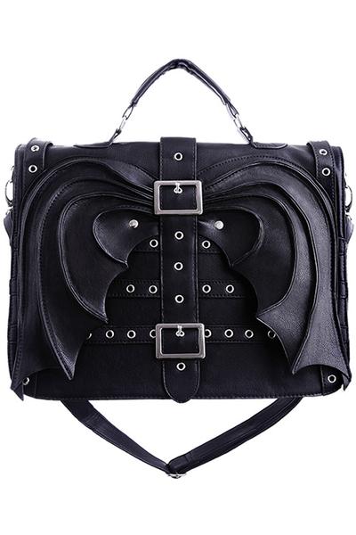 Black Bat Wings Hand Bag Purse Gothic Satchel Briefcase